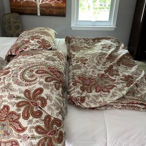 Pottery Barn King Charlie Paisley Organic duvet cover with 2 king shams
